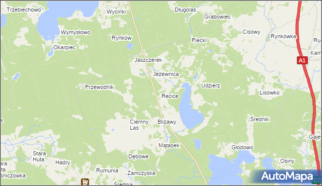 mapa Recice, Recice na mapie Targeo