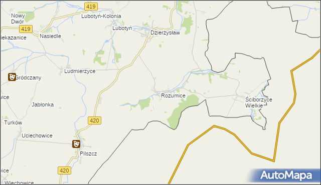 mapa Rozumice, Rozumice na mapie Targeo