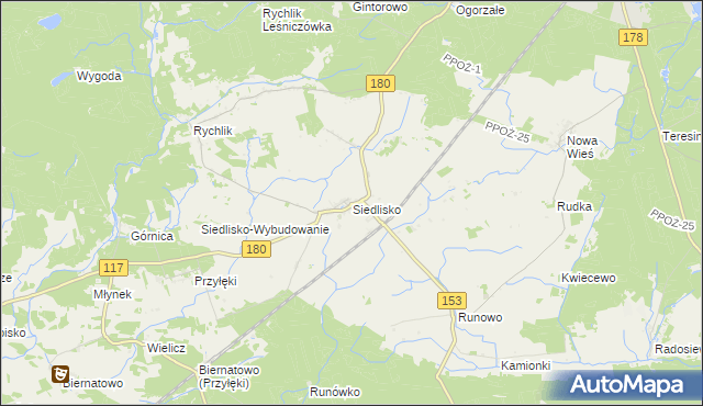 mapa Siedlisko gmina Trzcianka, Siedlisko gmina Trzcianka na mapie Targeo