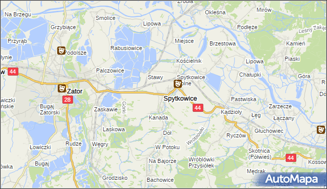 mapa Spytkowice powiat wadowicki, Spytkowice powiat wadowicki na mapie Targeo