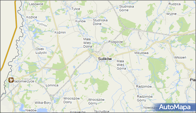 mapa Sulików powiat zgorzelecki, Sulików powiat zgorzelecki na mapie Targeo