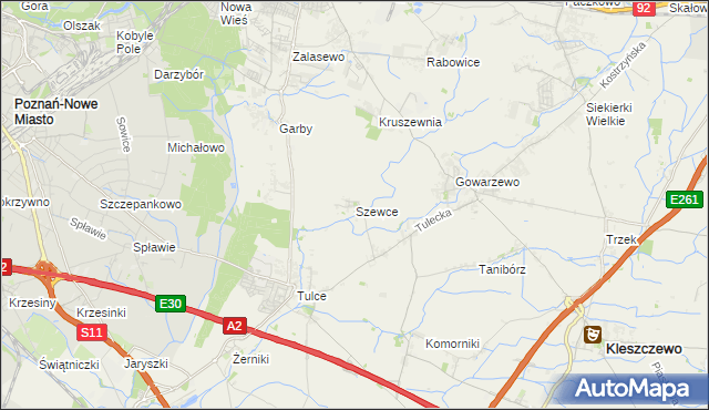mapa Szewce gmina Kleszczewo, Szewce gmina Kleszczewo na mapie Targeo