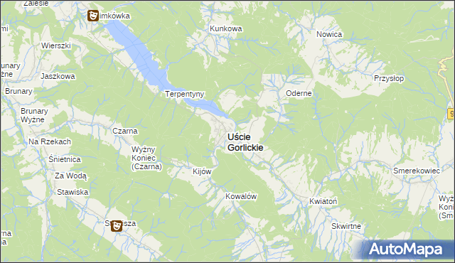 mapa Uście Gorlickie, Uście Gorlickie na mapie Targeo