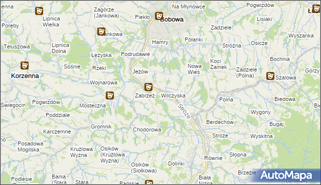 mapa Wilczyska gmina Bobowa, Wilczyska gmina Bobowa na mapie Targeo