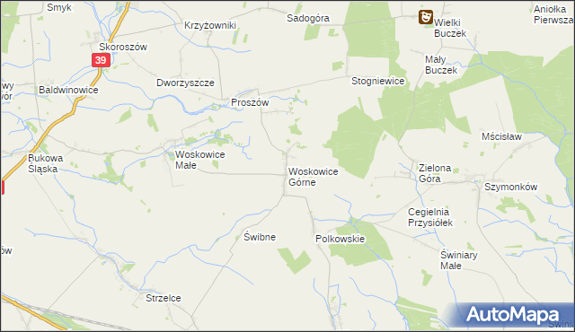 mapa Woskowice Górne, Woskowice Górne na mapie Targeo