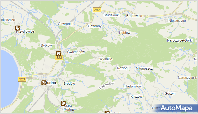 mapa Wysokie gmina Rudna, Wysokie gmina Rudna na mapie Targeo