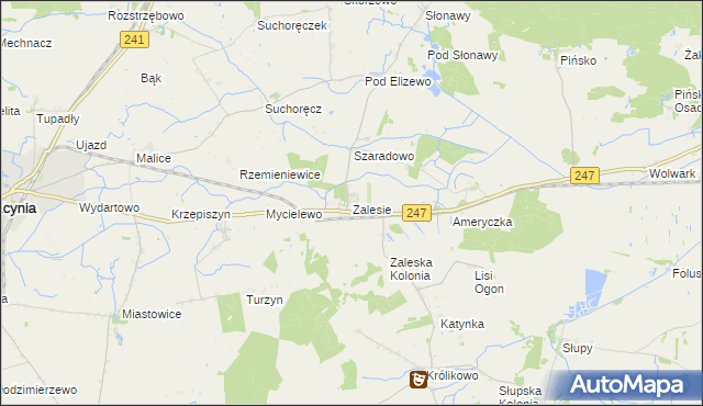 mapa Zalesie gmina Szubin, Zalesie gmina Szubin na mapie Targeo