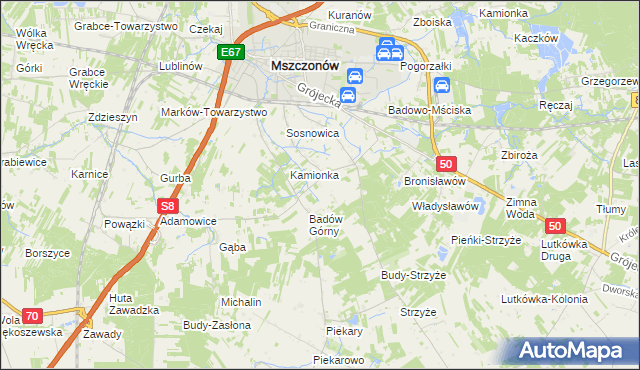 mapa Adamówek gmina Mszczonów, Adamówek gmina Mszczonów na mapie Targeo