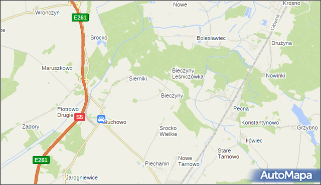 mapa Bieczyny, Bieczyny na mapie Targeo