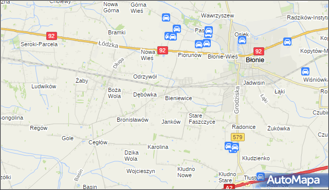 mapa Bieniewice, Bieniewice na mapie Targeo