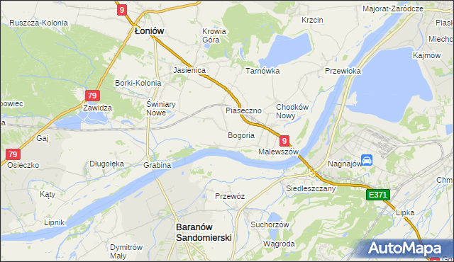 mapa Bogoria gmina Łoniów, Bogoria gmina Łoniów na mapie Targeo