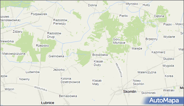 mapa Brzozówka gmina Łubnice, Brzozówka gmina Łubnice na mapie Targeo