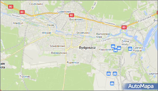 mapa Bydgoszczy, Bydgoszcz na mapie Targeo