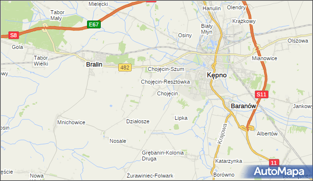 mapa Chojęcin, Chojęcin na mapie Targeo