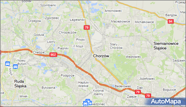 mapa Chorzów, Chorzów na mapie Targeo