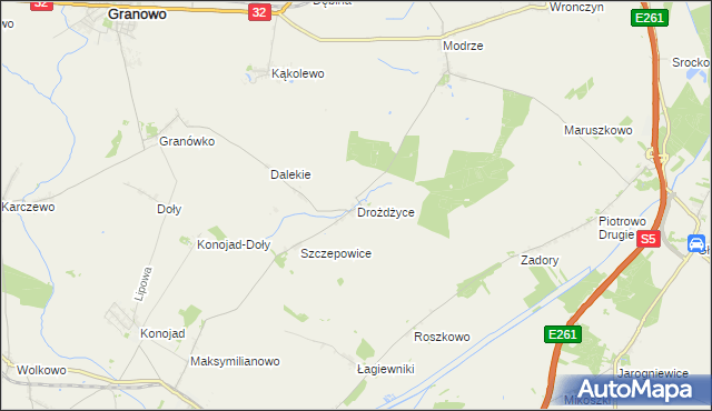 mapa Drożdżyce, Drożdżyce na mapie Targeo