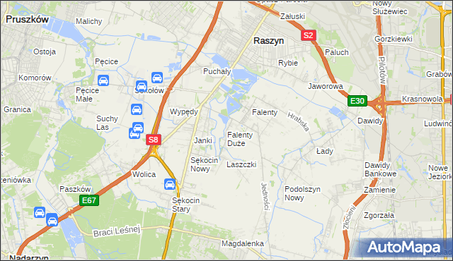 mapa Falenty Duże, Falenty Duże na mapie Targeo