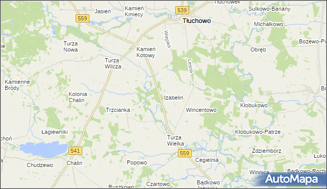 mapa Izabelin gmina Brudzeń Duży, Izabelin gmina Brudzeń Duży na mapie Targeo