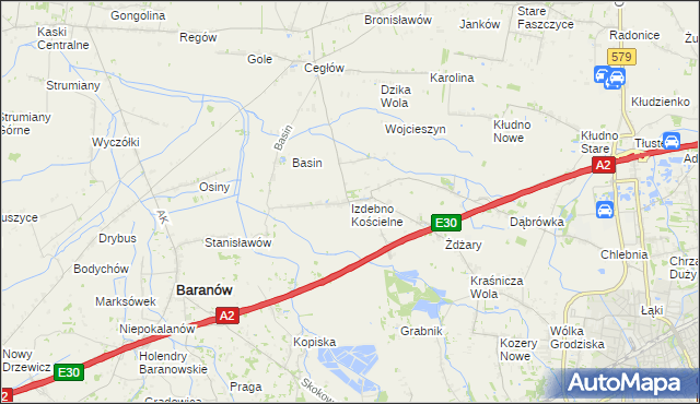 mapa Izdebno Kościelne, Izdebno Kościelne na mapie Targeo