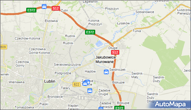 mapa Jakubowice Murowane, Jakubowice Murowane na mapie Targeo