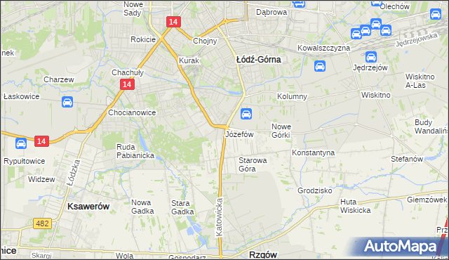 mapa Józefów gmina Łódź, Józefów gmina Łódź na mapie Targeo