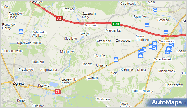 mapa Józefów gmina Zgierz, Józefów gmina Zgierz na mapie Targeo