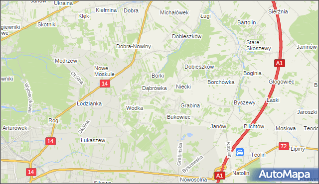 mapa Kalonka gmina Nowosolna, Kalonka gmina Nowosolna na mapie Targeo