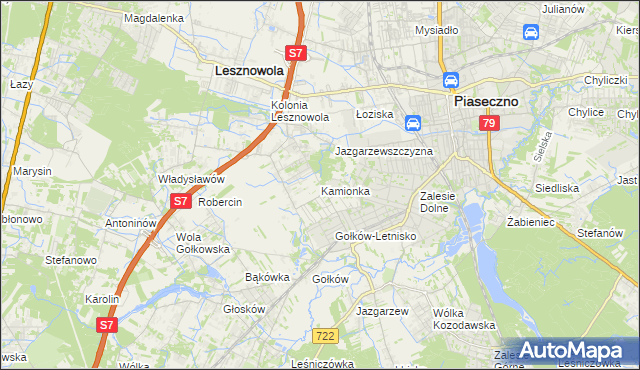 mapa Kamionka gmina Piaseczno, Kamionka gmina Piaseczno na mapie Targeo