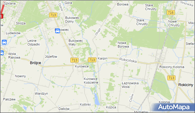 mapa Karpin gmina Brójce, Karpin gmina Brójce na mapie Targeo