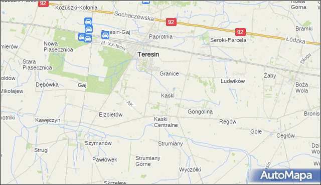 mapa Kaski gmina Baranów, Kaski gmina Baranów na mapie Targeo