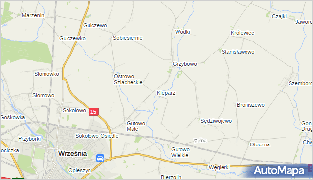 mapa Kleparz gmina Września, Kleparz gmina Września na mapie Targeo