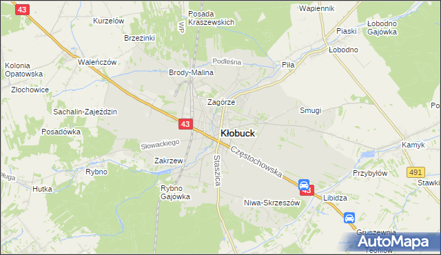 mapa Kłobuck, Kłobuck na mapie Targeo