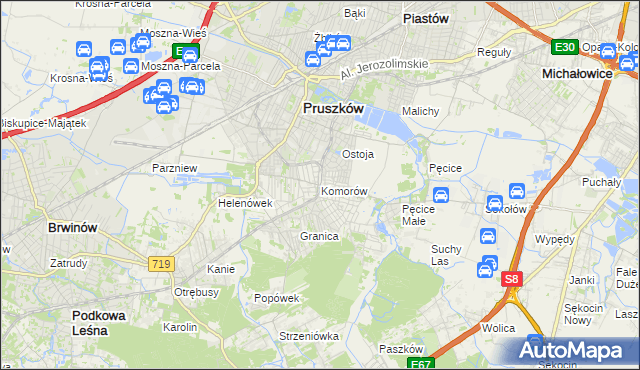 mapa Komorów gmina Michałowice, Komorów gmina Michałowice na mapie Targeo
