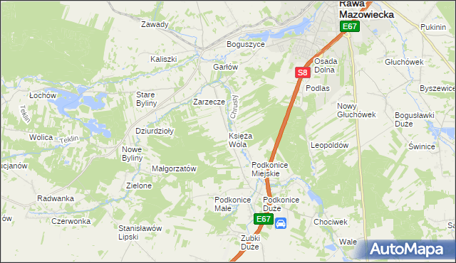 mapa Księża Wola, Księża Wola na mapie Targeo