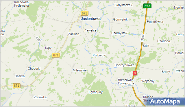 mapa Kujbiedy, Kujbiedy na mapie Targeo