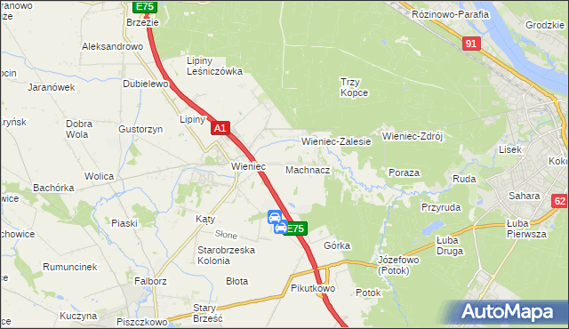 mapa Machnacz gmina Brześć Kujawski, Machnacz gmina Brześć Kujawski na mapie Targeo