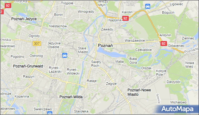 mapa Miasteczko gmina Poznań, Miasteczko gmina Poznań na mapie Targeo