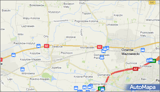 mapa Michałówek gmina Ożarów Mazowiecki, Michałówek gmina Ożarów Mazowiecki na mapie Targeo