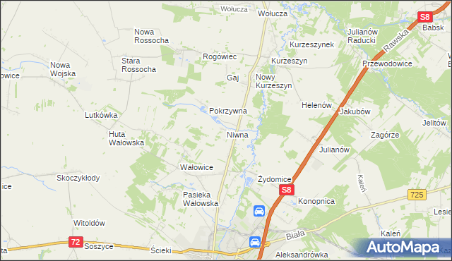 mapa Niwna, Niwna na mapie Targeo