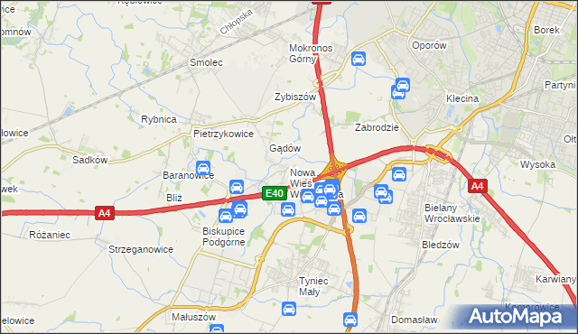mapa Nowa Wieś Wrocławska, Nowa Wieś Wrocławska na mapie Targeo