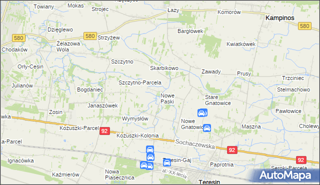 mapa Nowe Paski, Nowe Paski na mapie Targeo