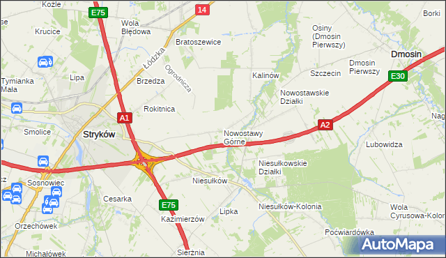 mapa Nowostawy Górne, Nowostawy Górne na mapie Targeo