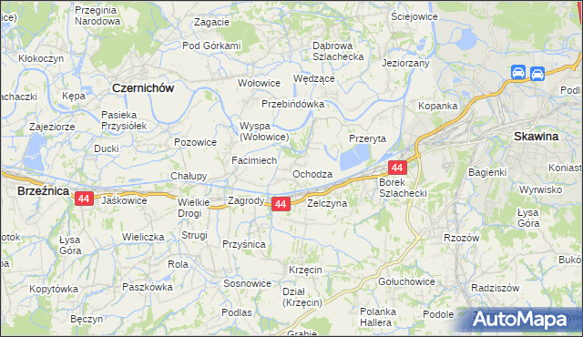 mapa Ochodza gmina Skawina, Ochodza gmina Skawina na mapie Targeo