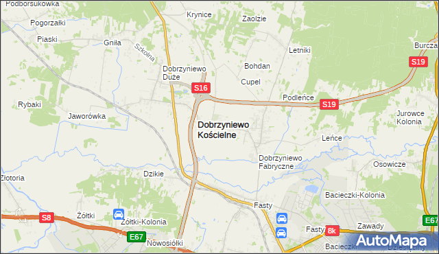 mapa Ogrodniki gmina Dobrzyniewo Duże, Ogrodniki gmina Dobrzyniewo Duże na mapie Targeo