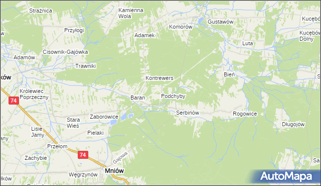 mapa Podchyby, Podchyby na mapie Targeo