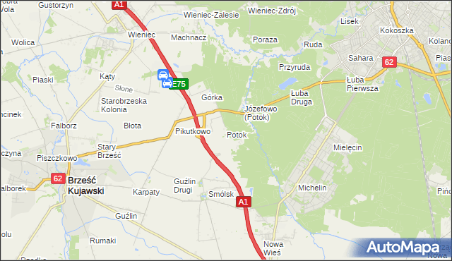 mapa Potok gmina Włocławek, Potok gmina Włocławek na mapie Targeo