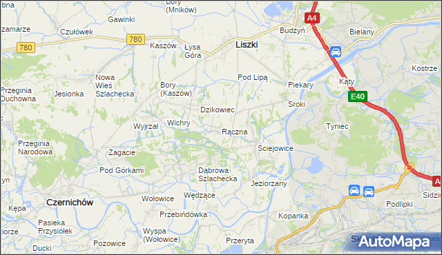 mapa Rączna, Rączna na mapie Targeo