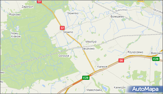 mapa Sęczkowo gmina Malechowo, Sęczkowo gmina Malechowo na mapie Targeo