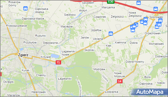 mapa Skotniki gmina Zgierz, Skotniki gmina Zgierz na mapie Targeo
