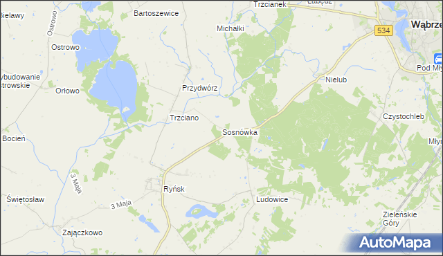 mapa Sosnówka gmina Ryńsk, Sosnówka gmina Ryńsk na mapie Targeo